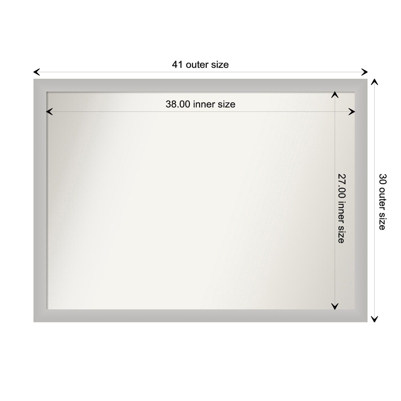 Amanti Art Non-Beveled Wood Wall Mirror, Low Luster Silver Frame